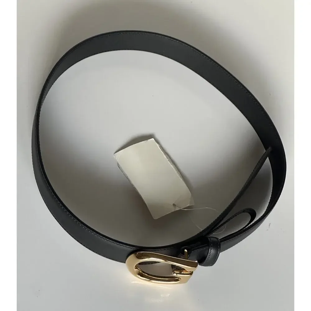 Gucci Selleria G-Buckle Women's Leather Belt Black 75/30 IT 655566 NWT